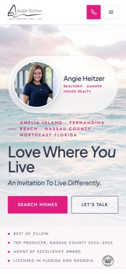 Angie Heitzer's website on a phone